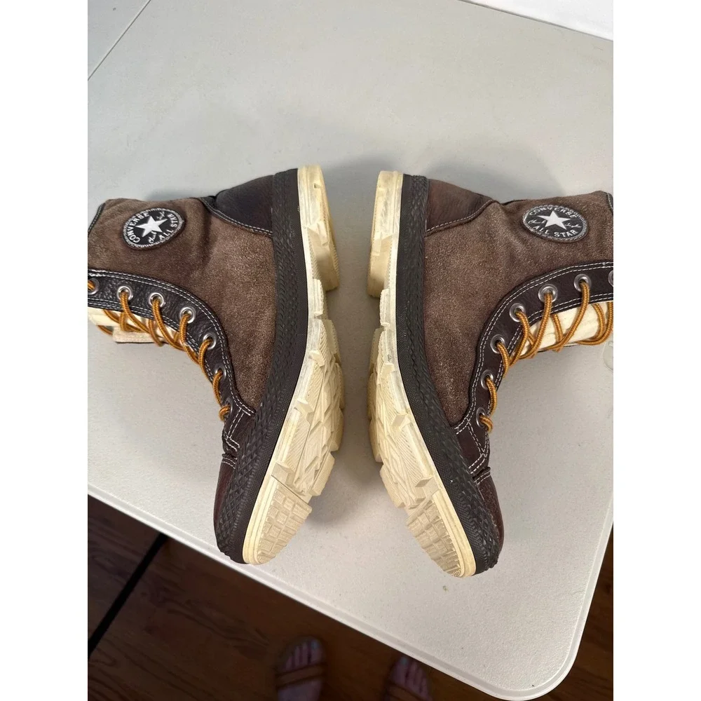 Converse All Star Chuck Taylor Outsider Brown Leather Suede Boots Mens 10.5 High